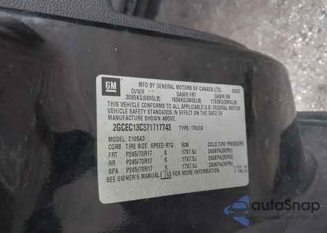 2007 Chevrolet Silverado 1500 Ls из США, поврежденный, VIN 2GCEC13C371717743